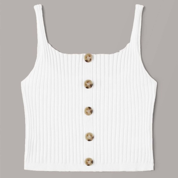 NWOT!! Button Front Rib-knit Top - Picture 3 of 5